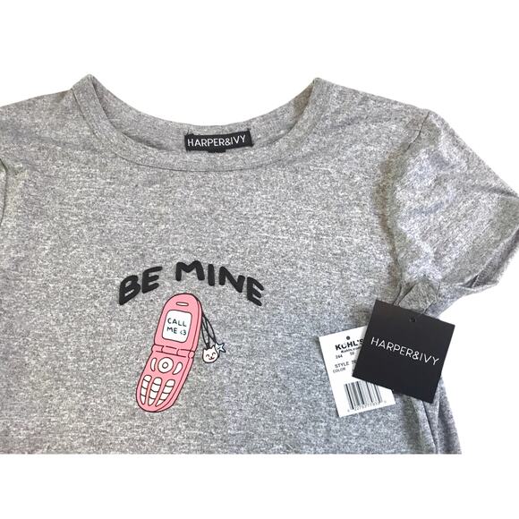 Cell Phone Call Me T-Shirt Harper & Ivy Gray Jr Large NWT - Picture 3 of 3
